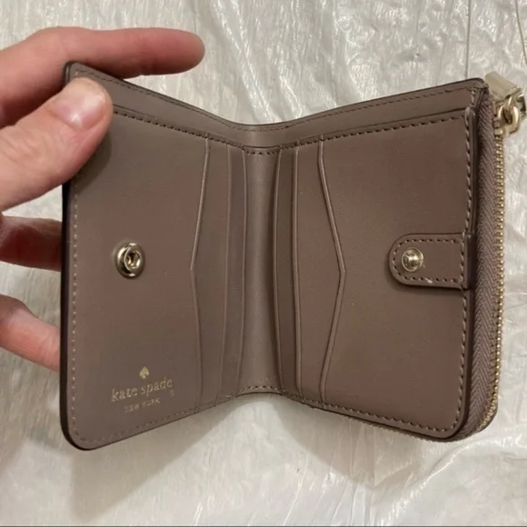 Kate spade taupe compact wallet
